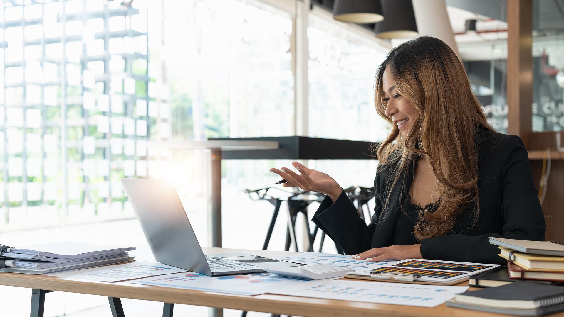 Asian Business Woman Talking
